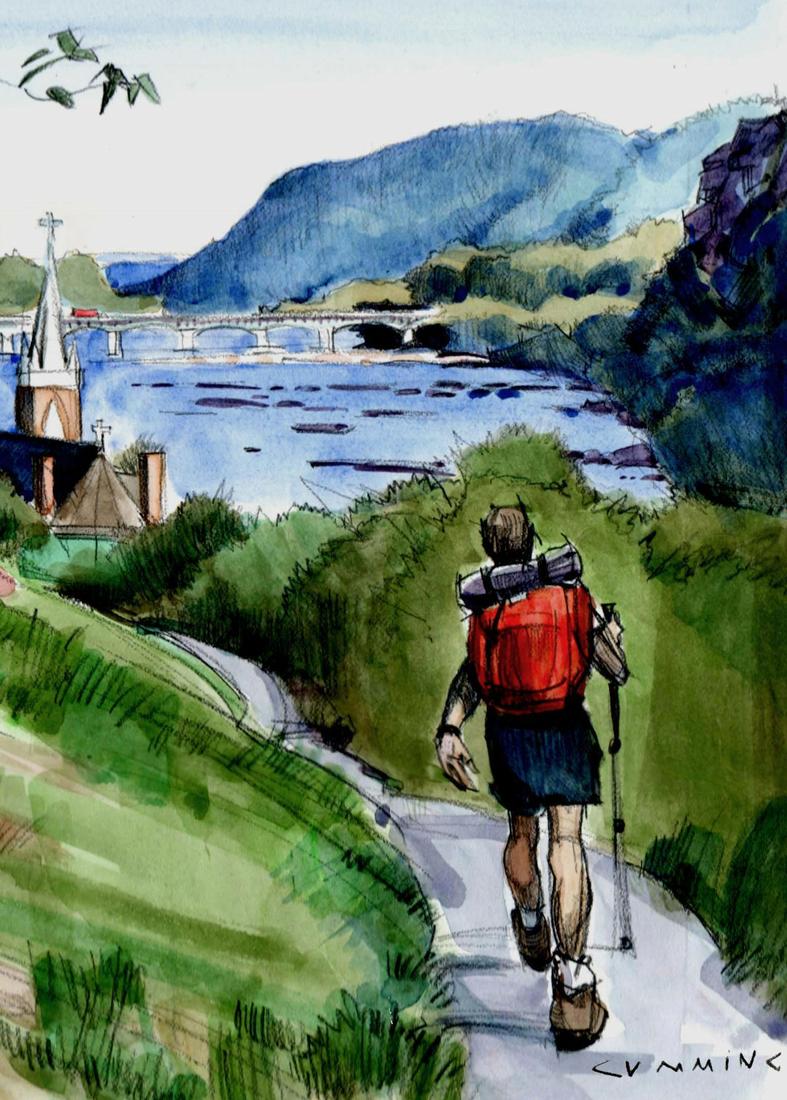 Harpers Ferry and the Potomac River as seen through the eyes of former AJC illustrator, Walter Cumming. Walter Cumming / for the AJC