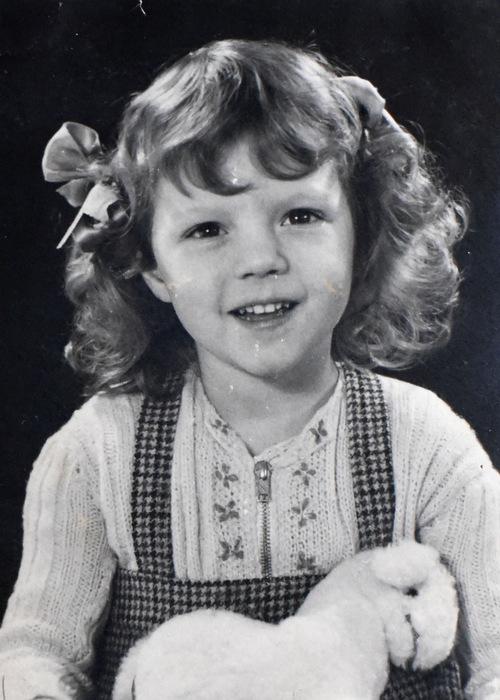 Maureen as a toddler in Hendon, a suburb of North London, with her favorite stuffed animal.