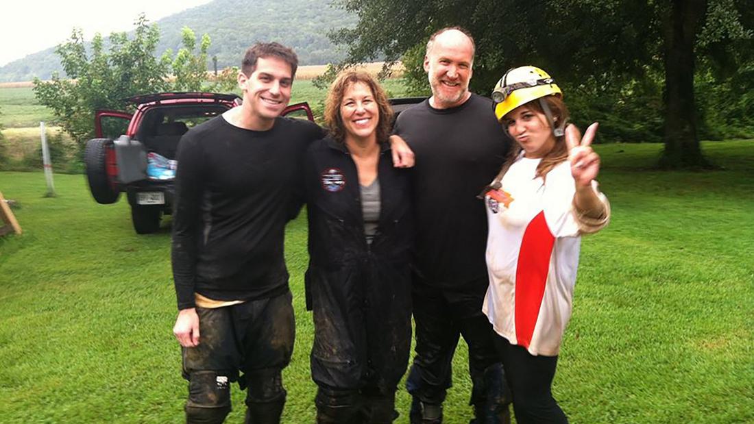 Josh's (left) biggest passion, after recovery, has become caving. His family (from left: Jeanne, Jeff and Sierra) decided to join him for one of the easier trips (not involving ropes or hundred-foot drops) at the Tumbling Rock Cave Preserve in Alabama. Photo: Alicia Nelson)